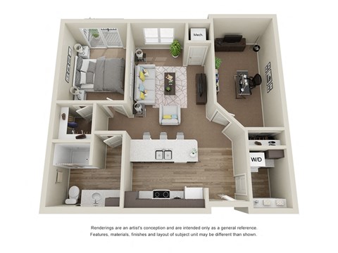 Floor plan for 2 beds, 1 bath, 819 sqft